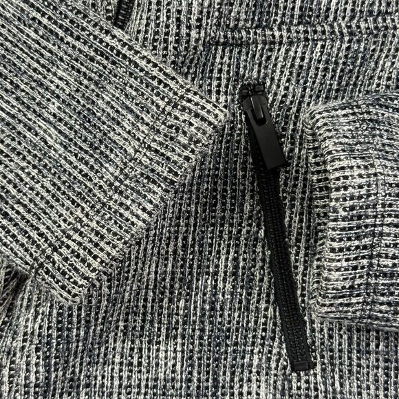 Halogen Waffle Knit Moto Jacket Asymmetrical Zip Women Small Black White Granite - Picture 4 of 10